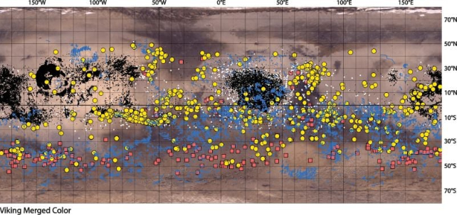map of martian surface