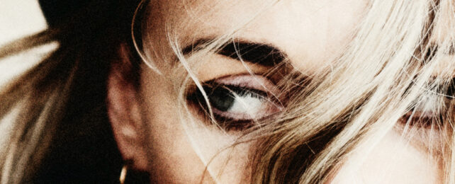 woman's eye looking to one side