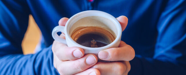 Drinking coffee