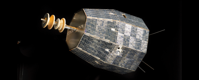 A satellite on black background