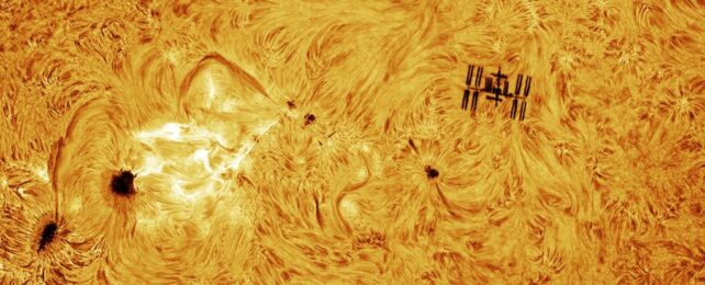 Solar Flare Photobombs The ISS in Perfectly Timed Photo