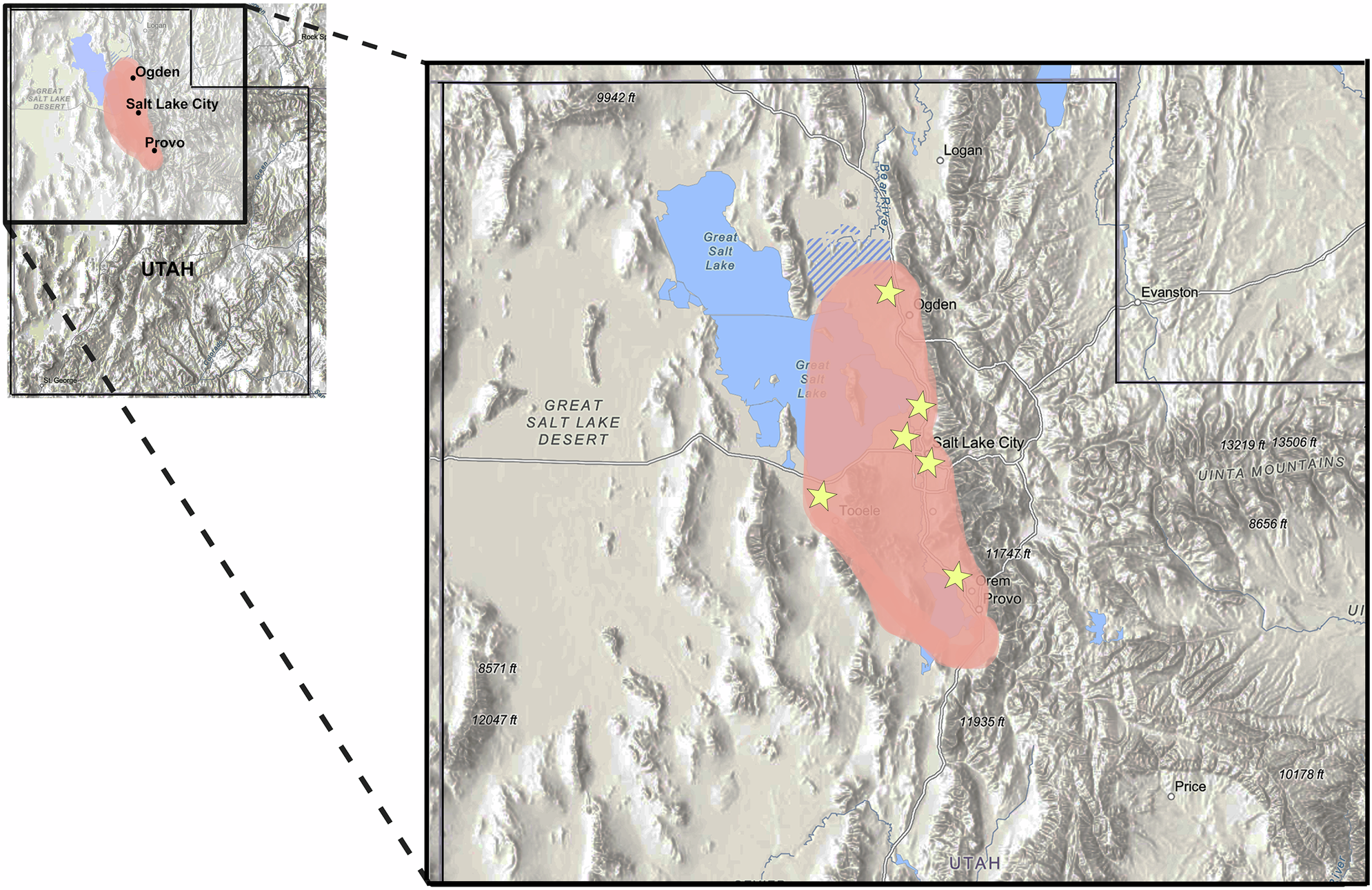Map of study region in Utah.