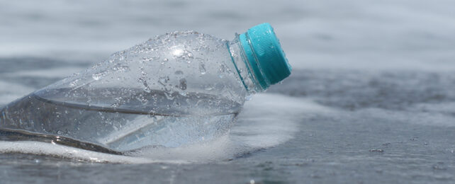 Plastic bottle in the sea