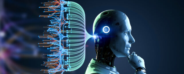 illustration of a robot thinking