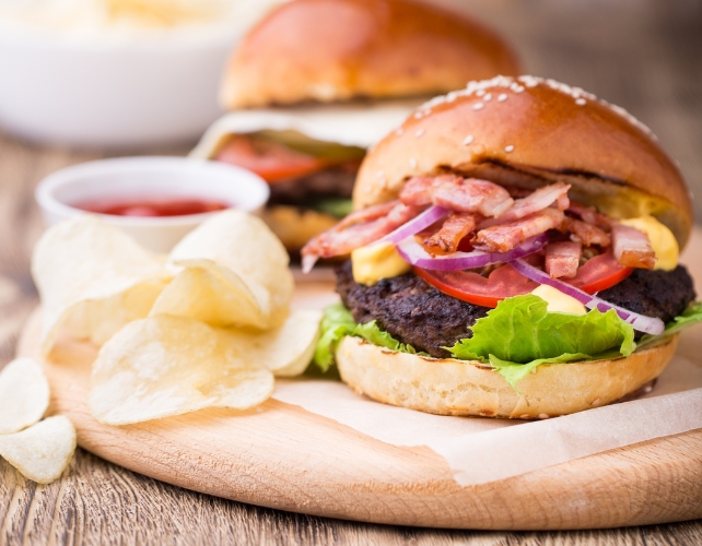 burgers and chips