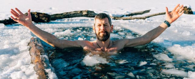 man in ice bath