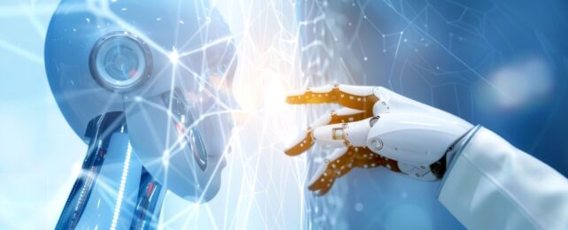 robot and hand graphic