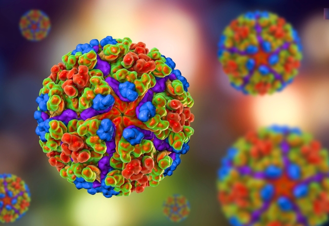 Brightly colored virus particles