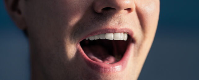 man with mouth open