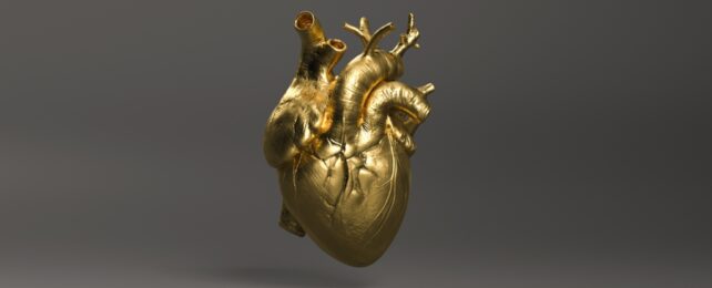 gold heart grey background