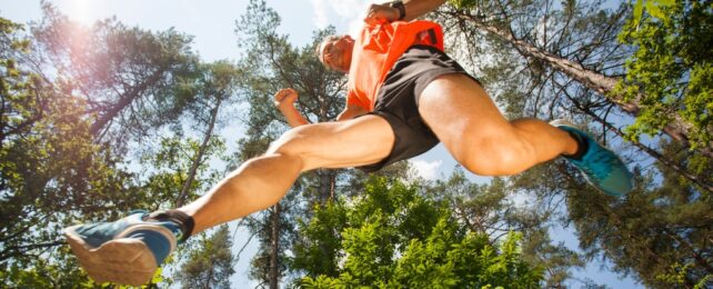 man running from below