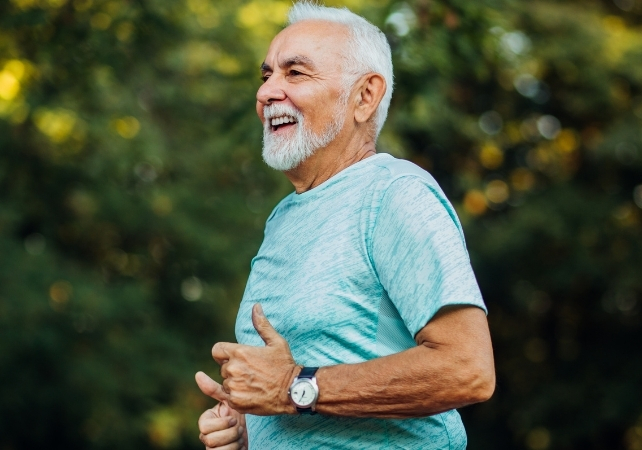 bearded man running