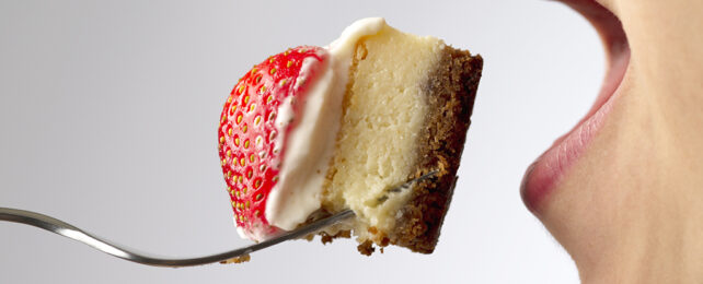 Eating cake off a fork