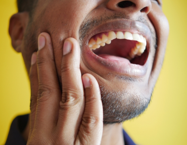 Close up on man's open mouth