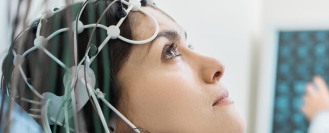 woman with eeg cap