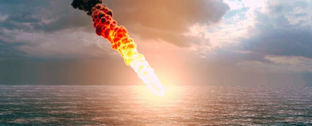 asteroid crashing into the ocean
