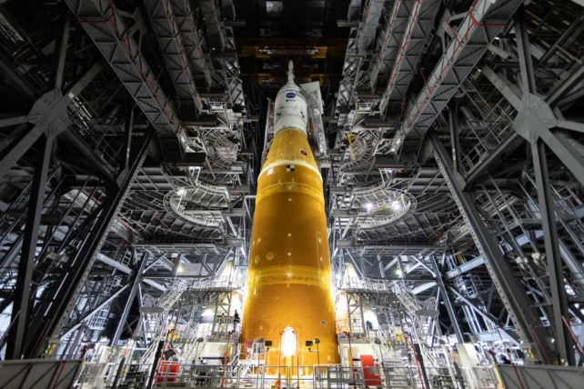 A spacecraft inside a building 
