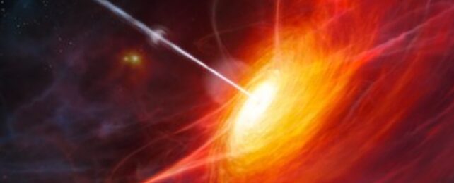 A bright space object beaming out light