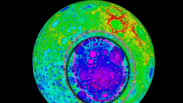 Bright colored moon with craters