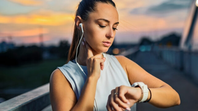 woman taking pulse