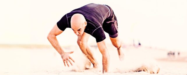 man running on all fours