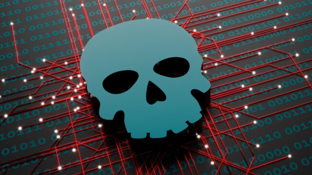 skull on a binary code background