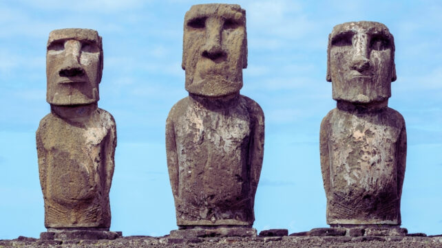 Threee Moai Statues of Rapa Nui