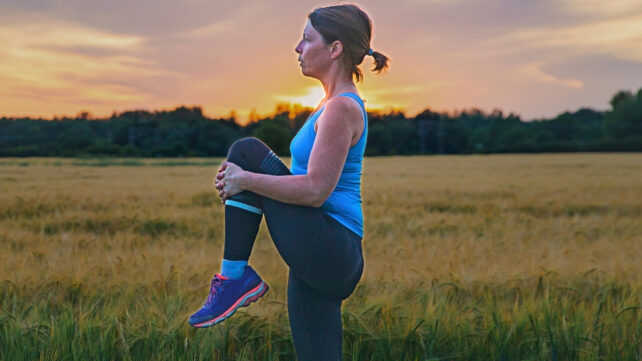 woman running at sunset