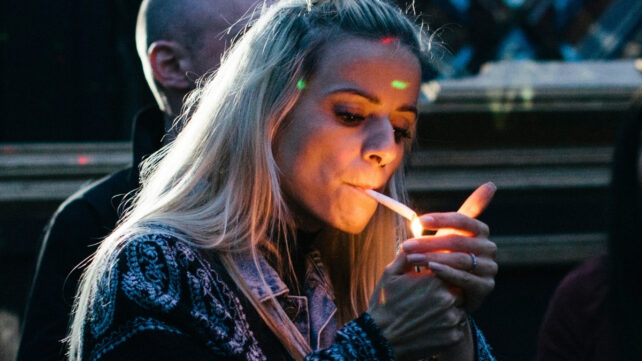 woman smoking cannabis