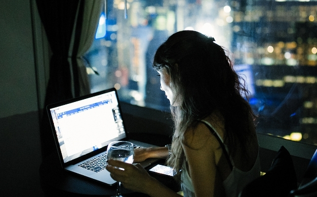 woman working late