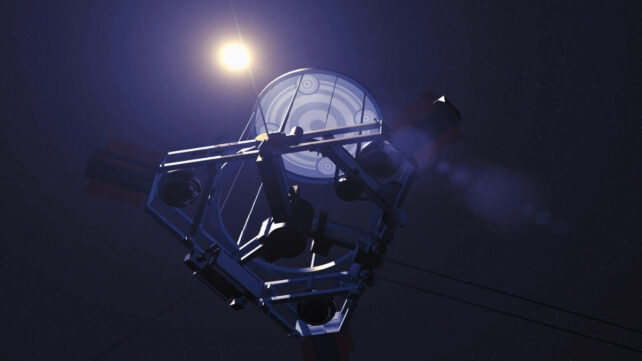 Illustration of an alien probe in dark space