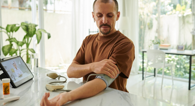 man getting blood pressure read