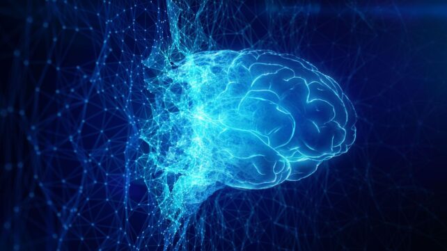 Abstract Image Of Brain Interfacing With Digital Network