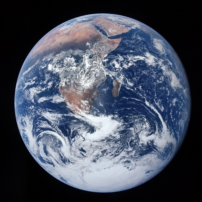 Earth from Africa and Antarctica side.