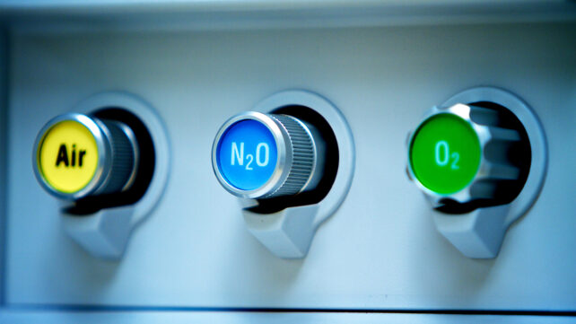 Gas controls on an anesthesia machine