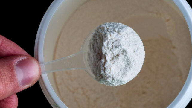 Generic shot of white supplement powder