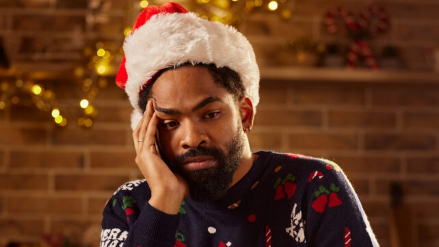 depressed man at xmas