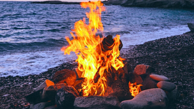 campfire on the beach