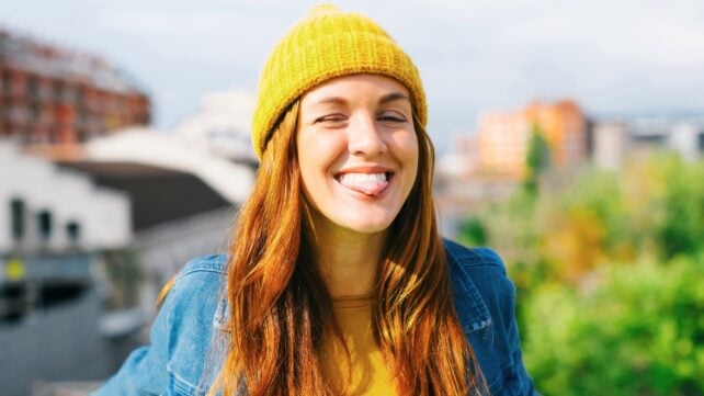 Smiling woman with red hair