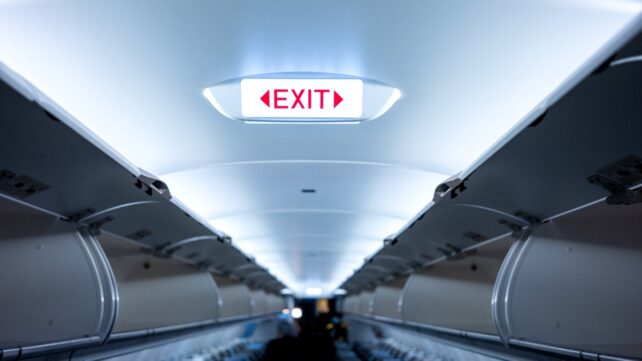 exit sign on plane