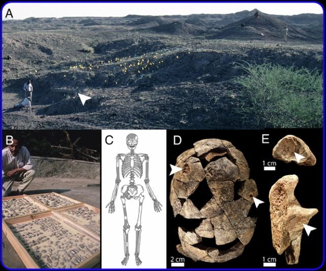 Місце і залишки особи, яка була похована після смерті.