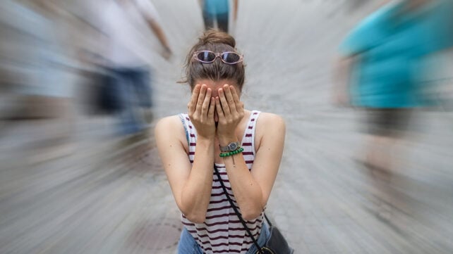 A woman having a panic attack