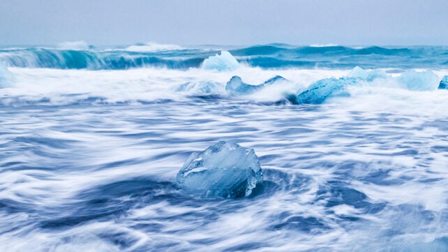 Ice blocks in the water