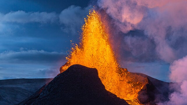 An erupting active volcano