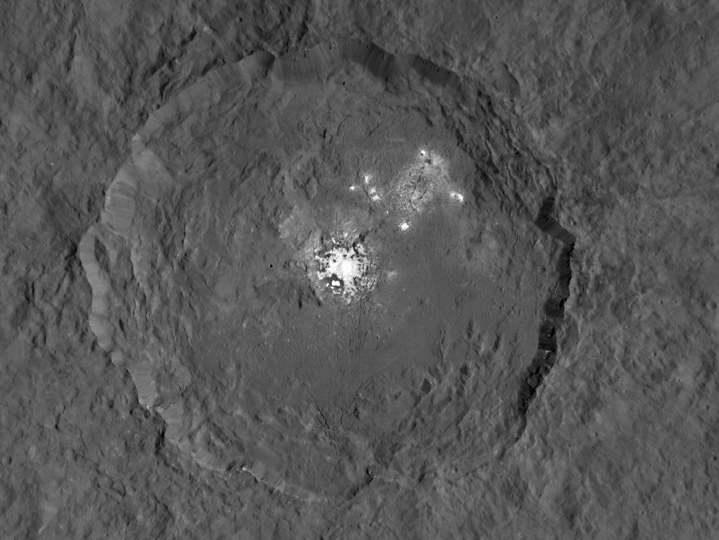 NASA's Dawn spacecraft takes close-ups of Ceres’s strange white spots but can't explain them