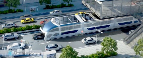 This new bus drives right over traffic jams