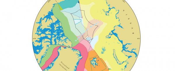 This map shows all the claims on the Arctic seafloor