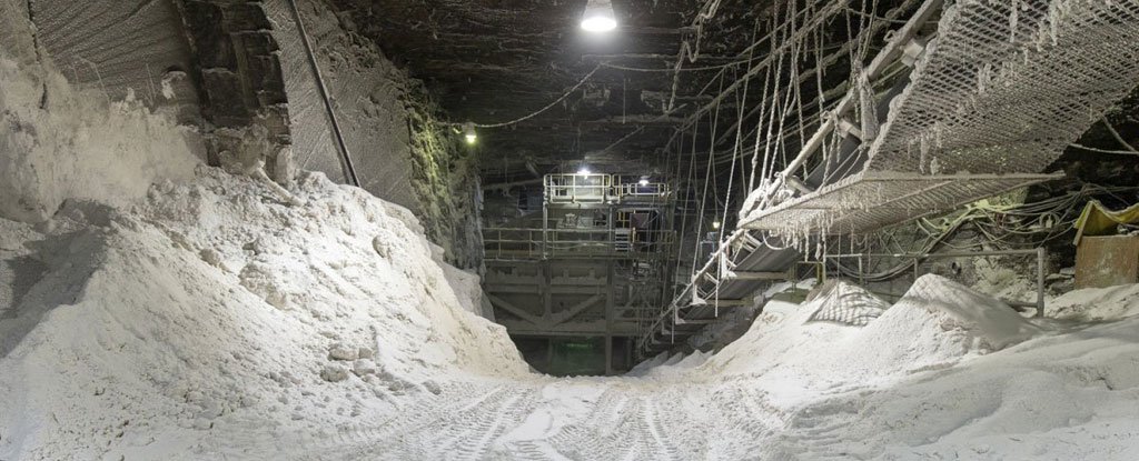 A salt mine full of what is probably salt.