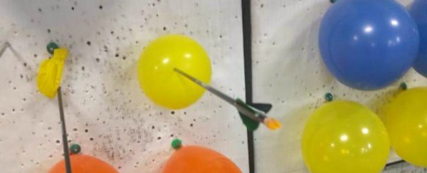 Why won't this damn balloon pop after being skewered by an arrow?