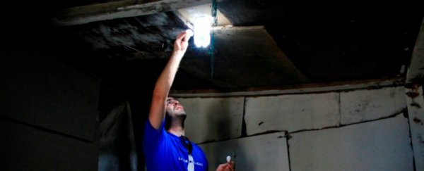 These simple water bottle lamps are bringing light to those in need